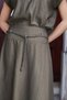 Women's High Waist Corseted Knitted Belted Midi Skirt-Khaki - 7