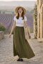 Cotton Soft Textured Fileto Pocket Poplin Fabric Long Skirt 90cm - 2