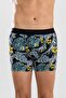 Men's Patterned Lycra Cotton Patterned Boxer 1418 Leaf Pattern - 2