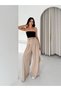 High Waist Wide Leg Lace-Up Pleated Palazzo Trousers - 6