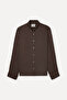 Men's Brown Slim Fit Long Sleeve Linen Shirt - 3