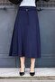 Women's High Waist Corseted Knitted Belted Midi Skirt - Navy Blue - 2