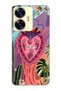 Realme C55 Compatible Colorful Heart and Flower Pattern Transparent Phone Case