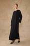 Ferace with Stone and Pearl Patterned Sleeves Black 6846 - 5