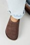 (Jana) Women's Genuine Leather Flat Platform Coffee Slippers - 8