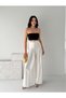 Wide Leg Zippered High Waist Lace-Up Pleated Palazzo Pants - 5