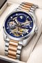Automatic Mechanism Steel Cord, Steel Case Men's Wristwatch Bracelet Gift Silver-Rose S - 2