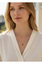 Steel Gold Stone Moon Necklace - 25Ctr418