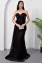 Strapless Neckline Stoned Rose Detail Lace Dress Ecr5859