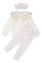 Baby Girl Ecru Leopard Patterned Knitwear Cardigan with Scallop Collar 3-Piece Luxury Set