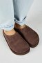 (Jana) Women's Genuine Leather Flat Platform Coffee Slippers - 2