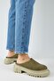 Bianca Women's Leather Genuine Leather Flat Sabo Khaki Slippers - 6