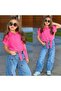 Girl's Stylish Heart Patterned Jeans Blouse Set-25225P