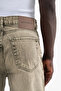 Men's Washed Baggy Jean Trousers Khaki - 4