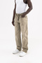 Men's Washed Baggy Jean Trousers Khaki - 2