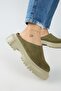 Bianca Women's Leather Genuine Leather Flat Sabo Khaki Slippers - 4