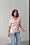Women's Powder V-Neck Short Sleeve Basic T-Shirt Nj144 - 5
