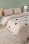 Florita Cappuccino Double Embroidered 100% Cotton Duvet Cover Set – 4 Pieces - 4