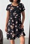 Women's Black Floral Patterned Mini Dress Nj159 - 4