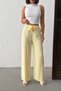 Women's Yellow Elastic Waist Draped Trousers Nj139 - 4