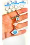 White Oval Eye Patterned Silver Evil Eye Keychain - 8