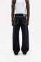 Men's Studs Embellished Baggy Jean Trousers Light Black - 3
