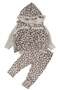 Baby Girl Beige Brown Leopard Patterned Embroidered Inflatable Vest Luxury 3-Piece Set