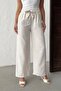 Women's Beige Elastic Waist Draped Trousers Nj139 - 4