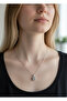 Steel silver stone square necklace - 25ctr434