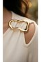 Stylish Office Bodysuit with Cut-Out Detail and Gold Accessories - 7