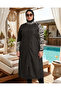 Plus Size High Neck Parachute Fabric Long Zipper down Underwear with Six Lycra Inner Lining Double Boned Women's