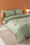 Florita Green Double Embroidered 100% Cotton Duvet Cover Set – 4 Pieces - 4