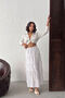 Women's White Elastic Waist Flared Maxi Skirt Nj134 - 3
