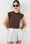 Women's Zero Sleeve Stone-Embellished Blouse 931 - Brown - 2