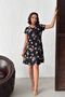 Women's Black Floral Patterned Mini Dress Nj159