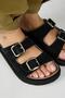 Sevalli Women's Leather Genuine Leather Double Buckle Black Slippers - 3