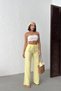 Women's Yellow Waist-Tie Detailed Muslin Trousers Nj131 - 4