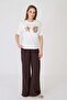 Starfish and Oyster Printed Comfortable Fit Basic T-Shirt Ecru - 4
