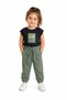 Girl's Daisy Patterned T-Shirt and Aerobin Pants Black Color Two-Piece Set