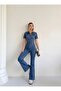 Short Sleeve Lycra Flare Spanish Denim Jumpsuit
