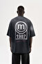 Men's m Logo Printed Washable Oversize T-Shirt Black - 2