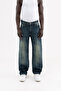 Men's Effected Velvet Baggy Jean Trousers Blue