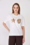 Starfish and Oyster Printed Comfortable Fit Basic T-Shirt Ecru - 6