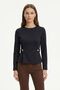 Black Crew Neck Long Sleeve Buttoned Blouse 8492A - 2