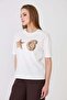 Starfish and Oyster Printed Comfortable Fit Basic T-Shirt Ecru - 8