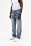 Men's Effected Velvet Baggy Jean Trousers Light Silver - 2