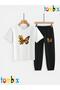 Sari Papatya Butterfly Printed T-Shirt Trackpants (with Pockets) Children's Top and Bottom Set