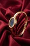Cartion Women's Steel Watch Gold Color Oval Case Navy Blue Dial Vintage Luxury Elegant Women's Wristwatch - 2