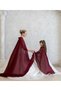 Adult+Kids Burgundy Color Kaftan Bindalli Cape over Dress