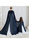 Adult+Kids Navy Blue Color Kaftan Bindalli Cape over Dress - 6